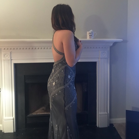 Grey & Sequenced Prom Dress - Picture 2 of 4